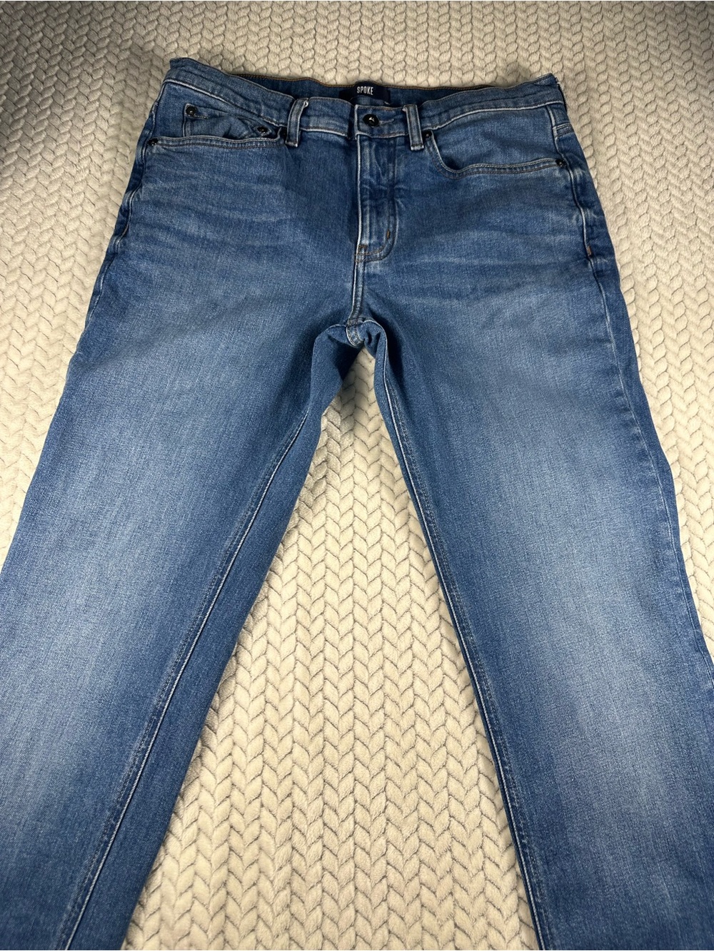 Spoke Jeans Mens W32 L30 Blue Build A Slim Fit Cotton Stretch Casual